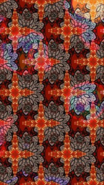 Raster Illustrasyon 'daki Çiçek Deseni' nin son moda çizimi. Düz Çiçek Elementleri Tasarımı. Güzel kumaş deseni. Renkli Yaz Teması çizim şablonu.