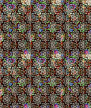 Tekrar eden çiçek arkaplanı, zarif gri çiçek duvar kağıdı. Gri renkler üzerine çiçek desenli çizimler, el yapımı papatyalar, papatyalar..