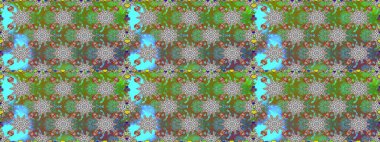 Modern çiçek arkaplanı. Halk tarzı. Moda baskıları için zarif bir şablon. Parlak renkli çiçekleri ve yeşil yaprakları olan, kusursuz çiçek desenleri..