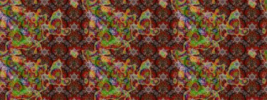 Renkli etnik çiçeklerle süslenmiş zarif bir eskiz şekli. Asya Tekstil 'inde Raster Çiçek İllüstrasyonu.