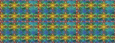 Çiçek deseni. Mavi ve yeşil renkli çiçekler. Raster illüstrasyonu. Mavi ve yeşil renklerde çiçeksiz. Şatafatlı bahar bahçesi dokusu.