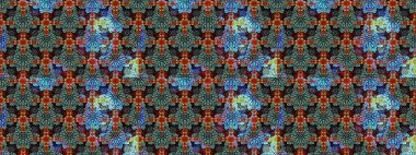 Modern gelişim, siyah raster arka plan duvar kâğıdı illüstrasyonu, klasik çizgi çizgisi, desenli desenli çiçekler, çiçekli süsler. Çiçekli el çizimi çizimi deseni.