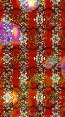 Kahverengi ve kırmızı renkte manzaralı çiçek deseni. Üst manzara, yumuşak stil. Sevgililer günü ve tebrik kartı konsepti için şık bir davetiye. Çiçek kompozisyonu, el boyası, hassas şablon..