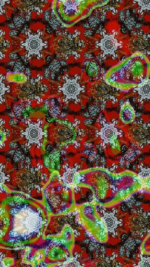 1950-1960 motifleri. Açık. El çizimi çiçek unsurları olan soyut çizim raster deseni. Retro tekstil tasarım koleksiyonu. Çiçekli ipek eşarp..