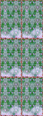 Çiçeksiz desenli, suluboya elle çizilmiş elementler. Parlak renkli fantezi çiçekleri, yapraklar, yeşil ve nötr renklerde tomurcuklar yeşil ve nötr.