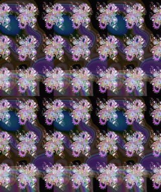 Kahverengi ve mor renkli şirin çiçekler. Raster illüstrasyonu. Küçük çiçekli basit, dikişsiz desen. Moda baskısı, albüm, ambalaj kağıdı, duvar kağıdı için zarif dekoratif süslemeler..