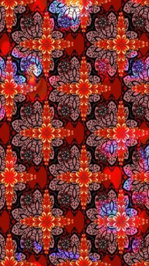 Raster illüstrasyonundaki çiçek desenli çizim. Renkli çiçekler.