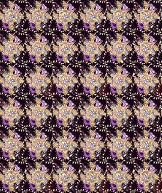 Raster illüstrasyonu. Taslak desenli, modaya uygun kumaş deseni. Renkli Bahar Teması eskiz kalıbı. Düz Çiçek Elementleri Tasarımı. Şirin çiçek elementleri..