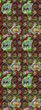 Raster illüstrasyonundaki çiçek desenli çizim. Yeşil ve kahverengi renkli çiçekler. Renkli Bahar Teması eskiz kalıbı. Düz Çiçek Elementleri Tasarımı.