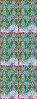 Çiçeksiz desenli, suluboya elle çizilmiş elementler. Parlak renkli fantezi çiçekleri, yapraklar, yeşil ve nötr renklerde tomurcuklar yeşil ve nötr.