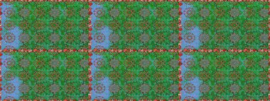 Küçük çiçekteki sevimli çiçek deseni. Yeşil ve mavi renkte çiçekler.