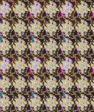 Raster deseni. Patlayan çiçekler soyut olarak yerleştirilmiş. Raster illüstrasyonu. Gri renkte bahar çiçekleri..