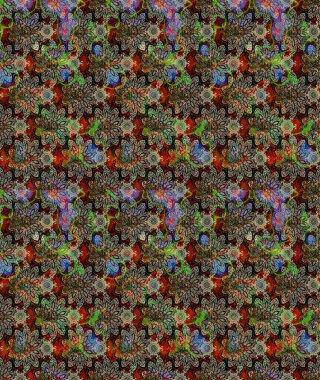 Raster illüstrasyonu. Çizim kalıbı. Organik motif arka planı. Ultraviyole kumaş deseni.