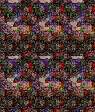 Raster illüstrasyonu. Tomurcukları çiçek olan sevimli bir çiçek deseni. Kumaş, tekstil, duvar kağıdı baskısı için. Raster. Eskiz geçmişi. Antika retro tarzı.