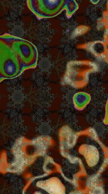 Renkli Bahar Teması eskiz kalıbı. Düz Çiçek Elementleri Tasarımı. Kahverengi ve gri renkli şirin çiçek desenleri. Raster Modaya uygun kumaş deseni.