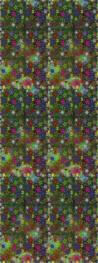 Renkli Bahar Temalı Kusursuz Arkaplan. Düz Çiçek Elementleri Tasarım Raster illüstrasyonu. Yeşil ve gri renkli çiçekler. Çiçeksiz desenli arka plan.