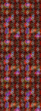 Çizim çiçek deseni duvar kâğıdı olarak kullanılabilir. Kahverengi, kırmızı ve siyah renkte çiçekler. Raster illüstrasyonu.