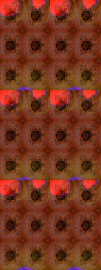 El çizimi, soyut ve süslü elementler. Klasik çiçekler. Kahverengi ve kırmızı renkler. Yaz çiçekleri teması. Suluboya resim taklit Raster illüstrasyonu.