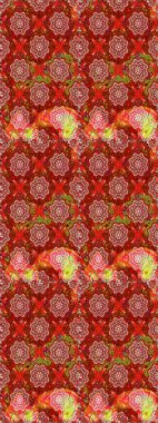 Çiçeksiz desenli nakış işlemeli gelincikler ve vadideki zambaklar. Tekstil tasarımı için kırmızı ve kahverengi renkte geleneksel Raster çiçek buketi.