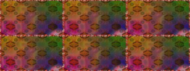 Raster illüstrasyonu. Kahverengi ve yeşil renklerde. Çiçek duvar kağıdı. Renkli süs kenarı. Kusursuz desen. Hint süsü..
