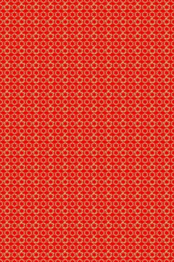 Damask altın soyut çiçek deseni turuncu, bej ve kırmızı renklerde. Raster illüstrasyonu. Süsleme.