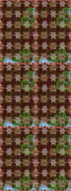 Raster illüstrasyonunda kusursuz çiçek deseni. Çiçekler suluboya tarzında kahverengi ve yeşil renklerde.