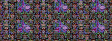 Renkli Bahar Teması eskiz kalıbı. Çiçek desenli çizim. Tarafsız renklerde çiçekler. Raster illüstrasyonu. Asya tekstil tarzında. Düz Çiçek Elementleri Tasarımı.