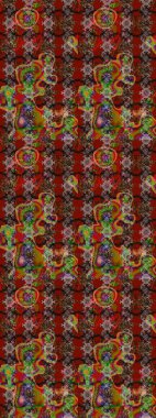 Kahverengi, kırmızı ve nötr renklerde çiçekler. Kumaş desenli papatya çiçekleri ayrıntıları.