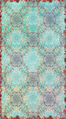 Raster illüstrasyonu. Zentangle soyut çiçekleri. Karalama çiçeği. Renkli Bahar Temalı Kusursuz Arkaplan. Güzel kumaş deseni. Düz Çiçek Elementleri Tasarımı.