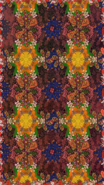 Nazikçe, güzel çiçek arkaplanı. Çiçekli karalama şeklinde Raster çiçek deseni. Kahverengi ve turuncu renkte çiçekler.