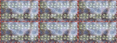 Raster Illustrasyon 'da moda olmayan çiçek deseni. Gri ve nötr renkte çiçekler. Renkli Yaz Temalı Kusursuz Arkaplan. Düz Çiçek Elementleri Tasarımı.