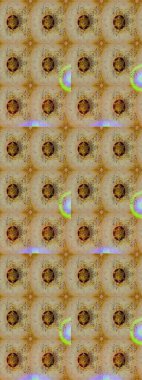 Eski usul. Raster illüstrasyonu. Renkli desenli eskiz deseni, çiçekler ve dekoratif elementlerle. Eskiz geçmişi. Kumaş, tekstil ve duvar kağıdı baskısı için..