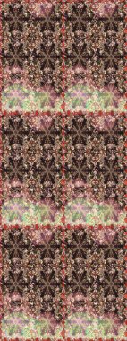 Altın desenli çiçek dekoru. Çizgi sanatı tasarım şablonu için kusursuz sınır. Davetiyeler, kartlar, web sayfası için Raster illüstrasyon. Kahverengi renklerde altın element. Doğu tarzı ögesi.