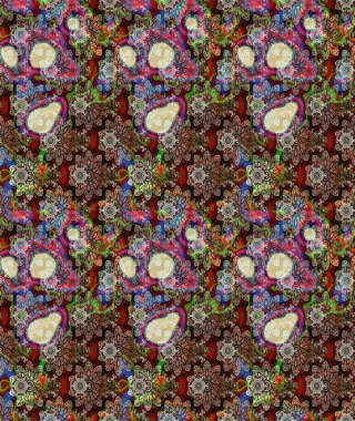 Raster çiçek desenli çiçek deseni, yapraklar, dekoratif elementler, sıçrama, lekeler, el çizimi kontur çizgileri ve Doodle çizim stili, grafik raster çizim çizimi.