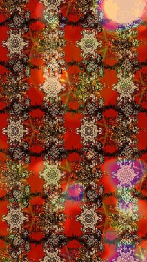 Eskiz klasiği. Raster Şirin kumaş deseni. Renkli Bahar Teması eskiz kalıbı. Düz Çiçek Elementleri Tasarımı.