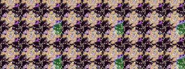 El çizimi. Raster illüstrasyonu. Çiçekli, yapraklı, çiçek desenli çizim..