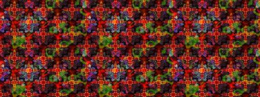 Çiçekler. Vadinin çiçekleri kahverengi renklerde. Soyut etnik raster çizim kalıbı.