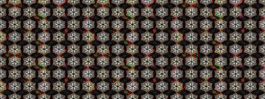 Şirin çiçek elementleri. Robot resim. Siyah renkli çiçekler. Raster illüstrasyonu.