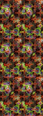 Kahverengi ve siyah renkte kahverengi ve siyah papatya deseni. Kahverengi ve siyah renklerde. Raster illüstrasyonu.