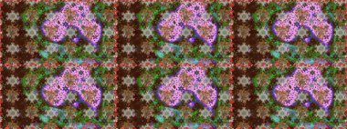 Çiçeksiz desenli arka plan. Gömlek baskısı için çiçek boyası. Kahverengi ve yeşil renkte çiçekler.