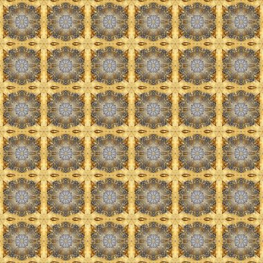 Kahverengi ve bej renkli, altın elementli klasik, pürüzsüz desen. Raster illüstrasyonu.