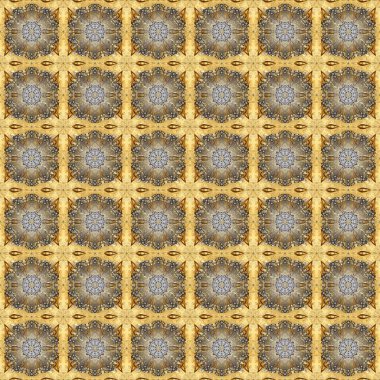 Kahverengi ve bej renkli, altın elementli klasik, pürüzsüz desen. Raster illüstrasyonu.