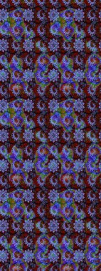 Mavi ve kahverengi renkte çiçekler. Raster illüstrasyonunda çiçek deseni çizimi.