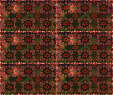 Kahverengi ve gri renkli çiçekler. Düz Çiçek Elementleri Tasarımı. Sevimli çiçek raster deseni. Renkli Bahar Teması Kusursuz Arkaplan.