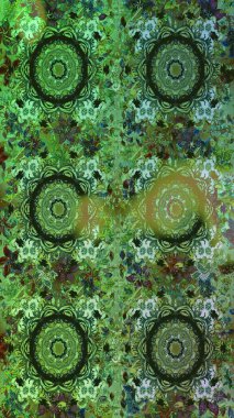 Klasik oryantal desen yeşil renklerden üstündür. Damask pürüzsüz süsü. Geleneksel raster ve altın desen.