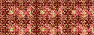 Raster illüstrasyonu. Kırmızı renklerde ve altın elementlerle klasik dikişsiz desen.
