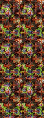 Kahverengi ve siyah renkte kahverengi ve siyah papatya deseni. Kahverengi ve siyah renklerde. Raster illüstrasyonu.