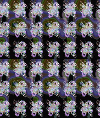 Raster illüstrasyonu. Moda baskısı, albüm, ambalaj kağıdı ve duvar kağıdı için zarif dekoratif süslemeler. Küçük çiçekli basit bir çiçek çizimi. Siyah renkte şirin çiçekler..