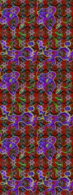 Çiçekli karalama şeklinde Raster çiçek deseni. Kahverengi, kırmızı ve yeşil renkte çiçekler. Nazik, narin çiçek arkaplanı.