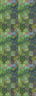 Raster illüstrasyonu. Kusursuz çiçek deseni duvar kâğıdı olarak kullanılabilir. Yeşil ve kahverengi renkte çiçekler.